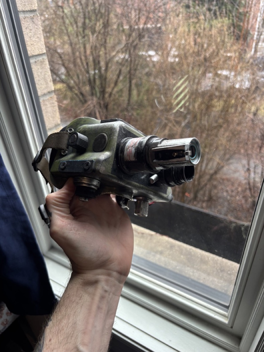 Weathered Ecto goggles viewed from the front