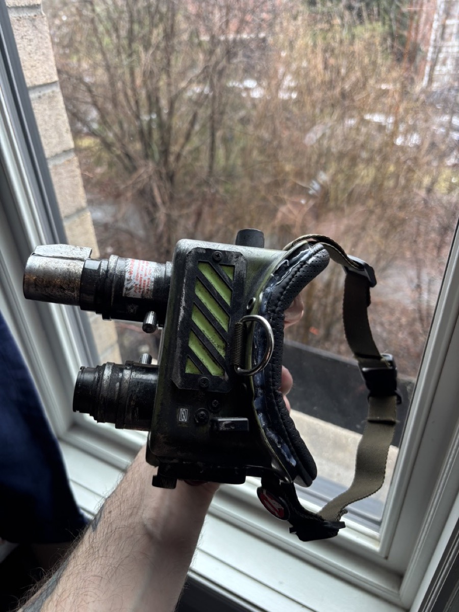 Weathered Ecto goggles viewed from the side