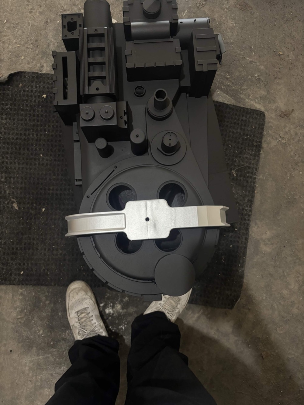 Black proton pack shell before weathering