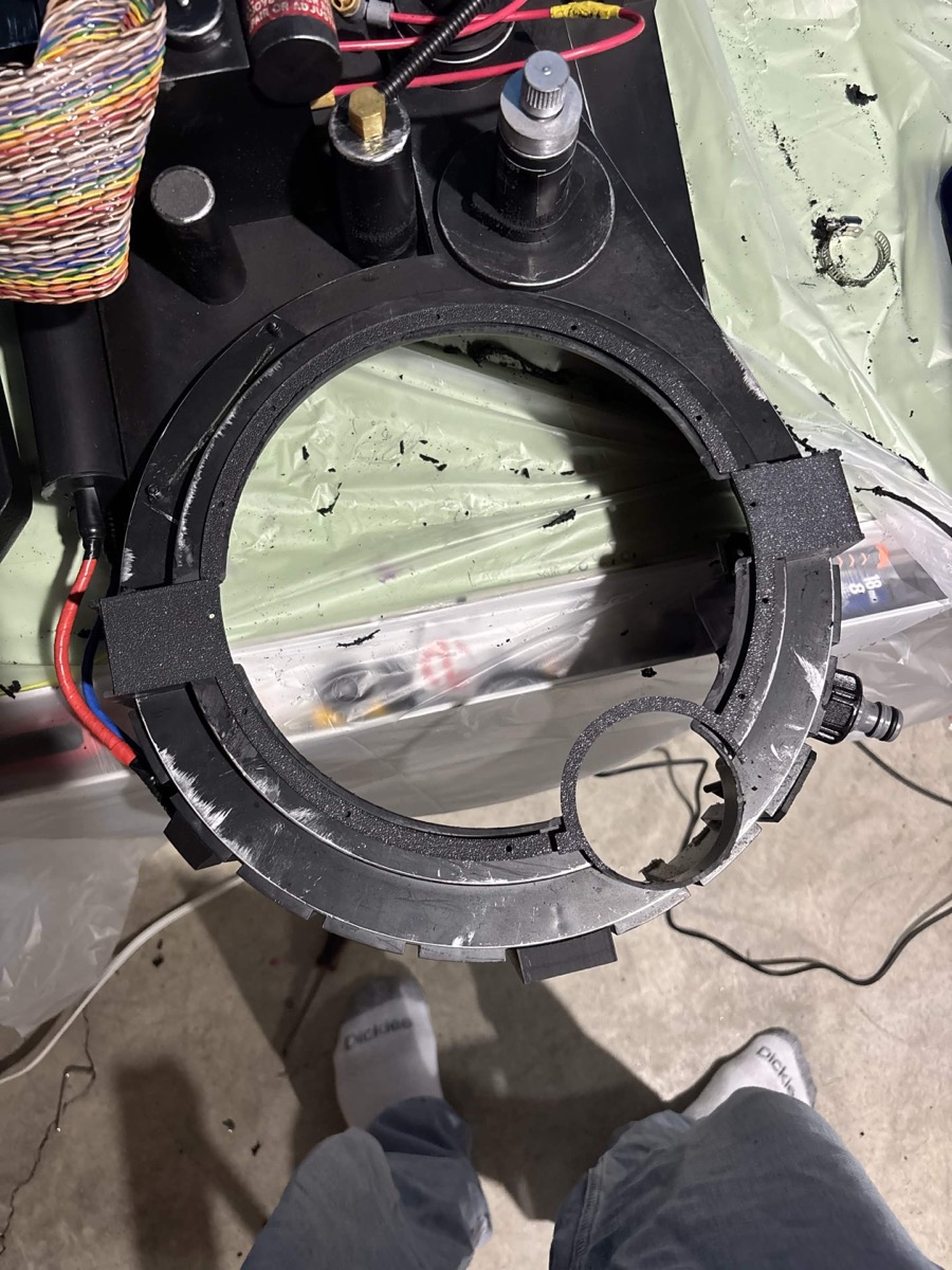 Close-up of proton pack cyclotron ring and parts
