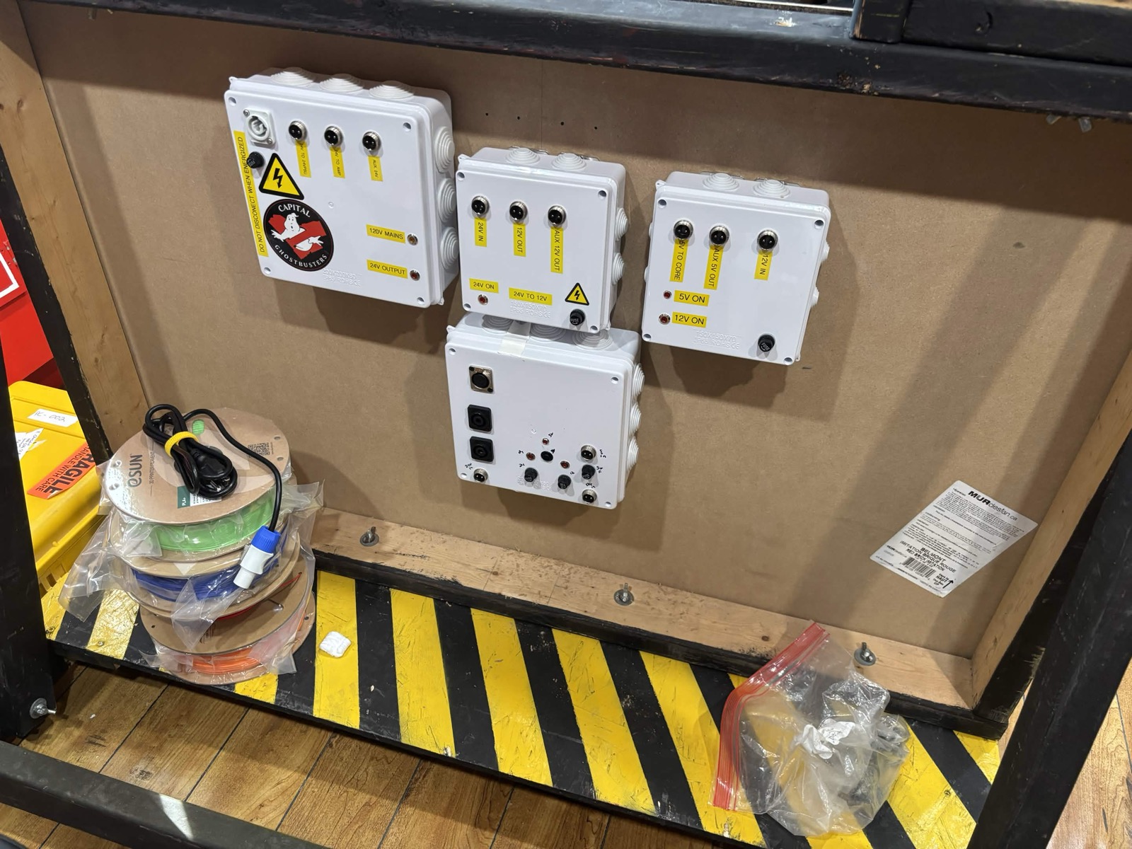 Capital Ghostbusters wall-mounted electronics and power boxes for a build