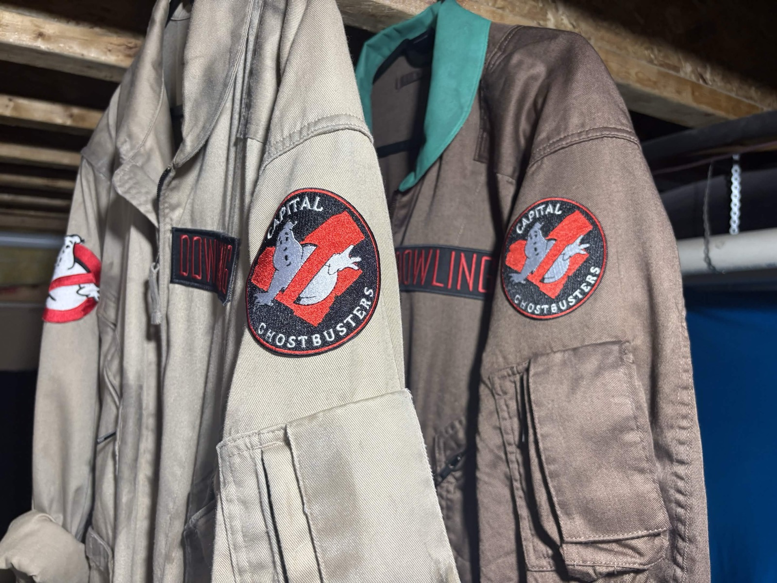 Close-up of Capital Ghostbusters patches on flight suits